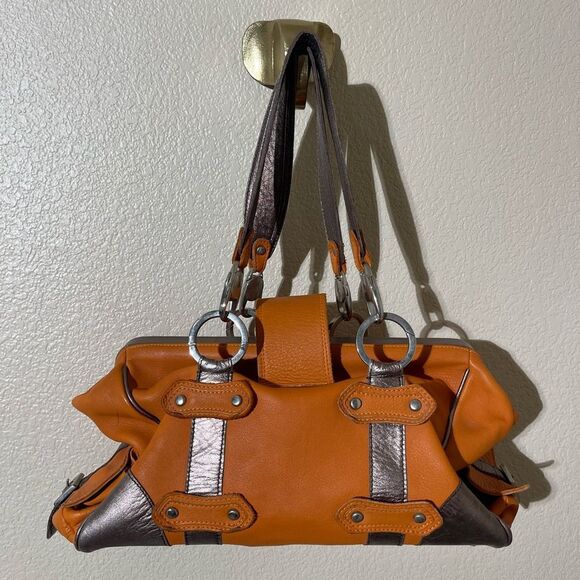 Gustto Orange and Silver Women's Handbag - Picture 1 of 8